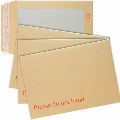 100 X C3  PLEASE DO NOT BEND  CARD BOARD BACKED MANILLA ENVELOPES • £15.30