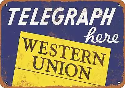 Metal Sign - Telegraph Here Western Union - Vintage Look Reproduction • $18.66