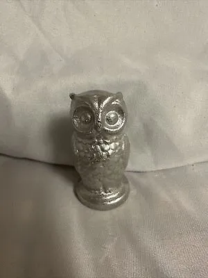 Vtg Cast Metal Owl Miniature Silver Looking Paperweight Or Finial • $5.50