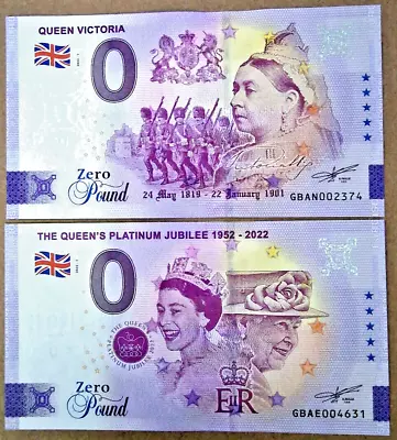 2 X 0 Euro Note - QUEENS Of GREAT BRITAIN #2 • £20.52