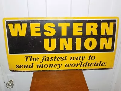 Vintage Western Union Double Sided Tin Sign • $155