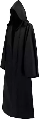 Black Cloak With Hood Wizard Robe Plague Doctor Cloak Grim Reaper Costume Adult  • $41.87