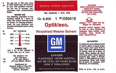 $7.69 • Buy Chevy Optikleen Windshield Wiper Washer Glass Solvent Bottle Decal Sticker NOS