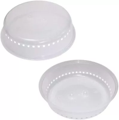 2 Pack Microwave Food Cover Plate Vented Splatter Protector Kitchen Lid Safe  • £6.40