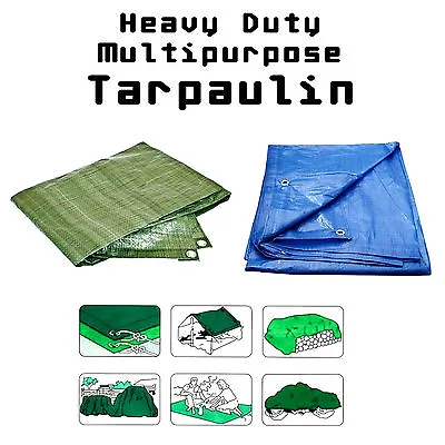 Heavy Duty Waterproof Tarpaulin Strong Ground Sheet Cover Tarp - Choice Of Sizes • £4.38