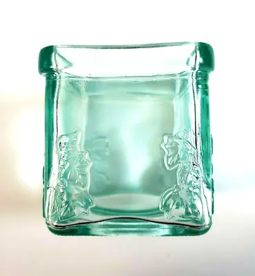Green Tint Glass CANDLE HOLDER Embossed Leaf 3  X 3  X 3  [Price Per EACH] • $2.95