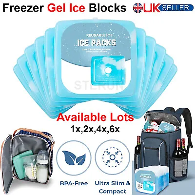 Reusable Slim Ice Pack For Cool Box Lunch Bag Freezer Blocks Cooler Long Lasting • £3.95