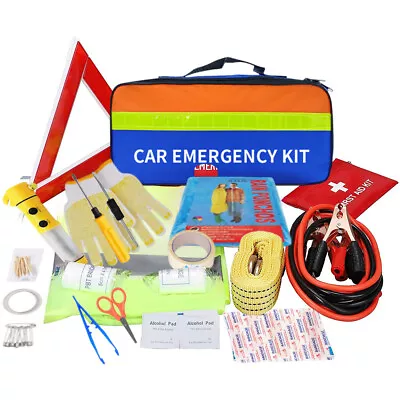 Auto Emergency Kit Set Car Tool Bag Vehicle Safety Kit Portable Roadside Temroad • $56.99