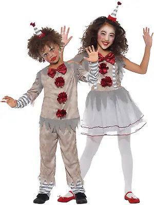 Kids Vintage Clown Costume Boy Girl IT Scary Halloween Horror Fancy Dress Child • $59.44