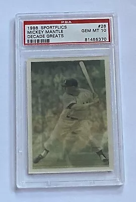 1986 Sportflics MICKEY MANTLE Decade Greats #26 PSA 10 GEM MINT New York Yankees • $150