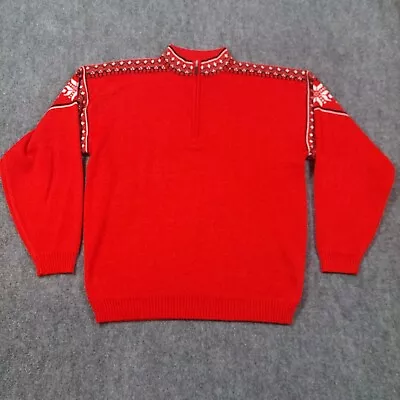 Vintage MEISTER Wool Ski Sweater Mens XL Red 1/4 Zip Mock Neck Pullover • $39.99