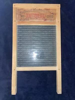 Vintage National Washboard Wood & Glass No. 860 Top Notch Made In USA • $50