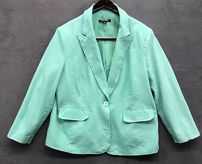 Chadwicks Of Boston Women’s Blazer 18W Mint Green Linen Blend Spring Casual • $26.11