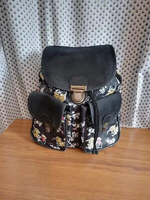 Rare Vtg 1990s Disney Mickey Mouse Pluto Black Large Backpack Bag Slight Damage • £5.50