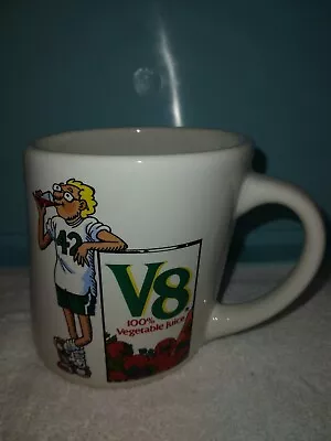 RUSS BERRIE Slanted Vintage Coffee Mug  Drink V8. Keep Your Diet Straight  Funny • $8.89