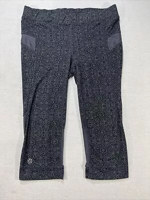 Athleta Capri Crop Leggings Tribal Aztec Print Charcoal Gray Black Womens Size S • $19.99