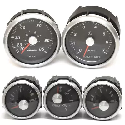 Faria Boat Gauge Set | Mercury Outboard Black Pewter (5 Piece) • $278.34