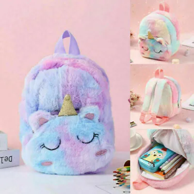 $19.99 • Buy Womens Girls Fluffy Unicorn Plush Backpack Schoolbags Travel Storage Kid Bag