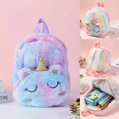 $12.99 • Buy Womens Girls Fluffy Unicorn Plush Backpack Schoolbags Travel Storage Kid Bag