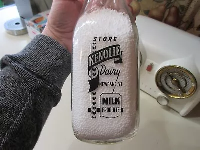 Square Black Pyro Quart -kenolie Dairy-newfane Vt.-scarce Vermont Milk Bottle • $19.99