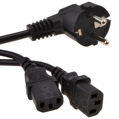 £7.93 • Buy European Schuko Plug To 2 X IEC C13 Kettle Lead Plugs Power Cable 2m