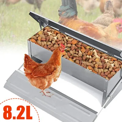 Chicken Feeder Automatic Treadle Poultry Self Opening Ratproof Weatherproof 5KG • £16.50