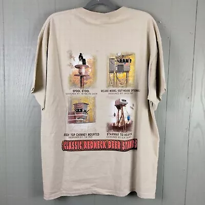Vintage Redneck Shirt Mens XL Beige Deer Hunting Deer Stands Buck Wear Y2K 2002 • $24.99