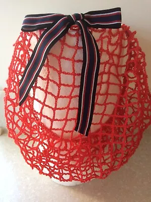 £11 • Buy 1940s Style Hair Snood/Net In Red. Fine Yarn. Handmade. Orig Wartime Pattern.