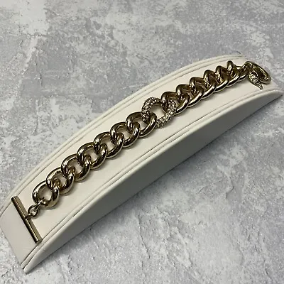 VICTORIA'S SECRET Gold-Tone Rhinestone Angle Wing Charm Curb Chain Bracelet 7.5  • $11