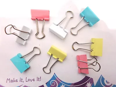 £2.25 • Buy 8 PASTEL 25MM BULLDOG BINDER CLIPS PAPER Stationary Filing Craft Metal 1 