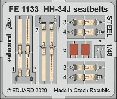 EDPFE1133 - Eduard Photoetch Zoom 1:48 - HH-34J Seatbelts (TRU) • £4.55