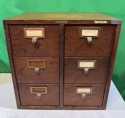 Vintage RARE Globe Wernicke 6 DRAWER Tiger OAK U.S Post Office Card FILE CABINET • $369.99