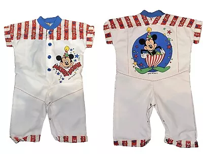 Vintage 1984 Mickey Mouse Walt Disney One Piece Jumpsuit RARE 0-6 Months Retro • $49.95