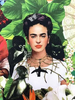 Frida Multicolour Fabric Photo Mexican Artist Cotton Kahlo • £12.01