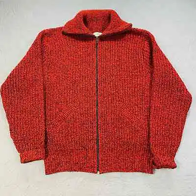 Vintage LL Bean Sweater Mock Neck Mens Large Red Talon Zip Wool USA Turtle Knit • $33.75