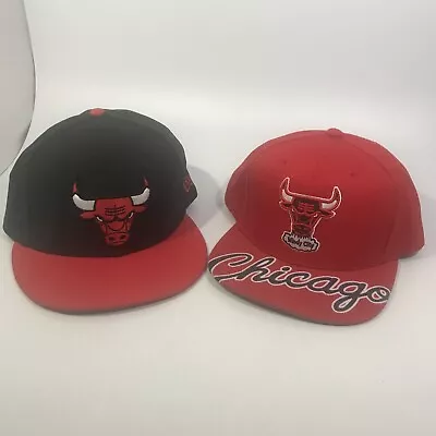 2 Hats New Era 9Fifty Chicago Bulls Snapback Hat Black Red Windy City Script • $29.99