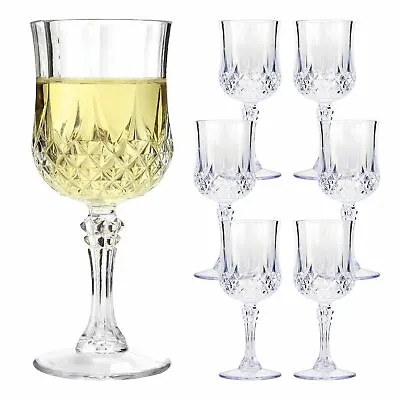 Clear Crystal Effect Vintage Wine Champagne Whisky Plastic Drinking Glasses Cups • £12.49