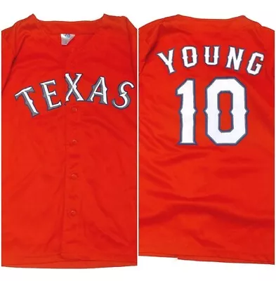 American Casuals Texas Rangers Button Baseball Jersey Youth Size L Young #10 Red • $31.07