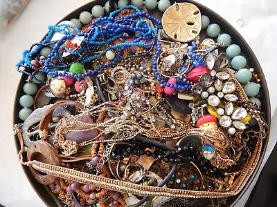 Junk Drawer Lot 2lbs Broken Vintage-Now Jewelry For Crafts Repairs • $12