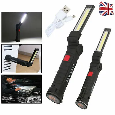 £15.99 • Buy COB LED Magnetic Work Light Rechargeable Inspection Torch Lamp Flexible Cordless