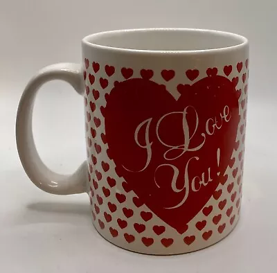 I Love You Burton Red And White Coffee Mug Hearts Tea Cup Classic Lucy Festive • $12.95