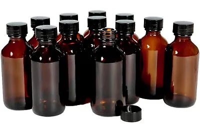 Vivaplex 12 Amber 2 Oz Glass Bottles With Lids • $14.86