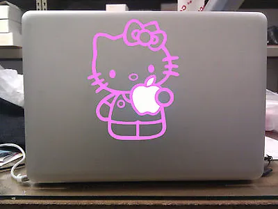 Hello Kitty Holding Apple Cute Decal MacBook Vinyl Sticker For 13  15  17   • $7.50