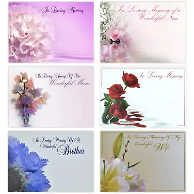 In Loving Memory Flower Message Cards - 90mm X 125mm - Blank Family Mum Dad • £9.35
