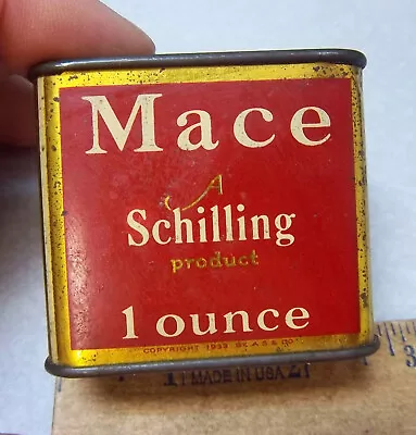 Vintage Schilling MACE 1 Oz Spice Tin 1933 Style Tin Great Colors & Graphics • $5.99