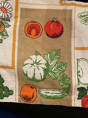 Vintage 1970s 1980s KITCHEN VALANCE-Fruits-Vegetables-Flowers-COLORFUL-57  X 11  • $14.99