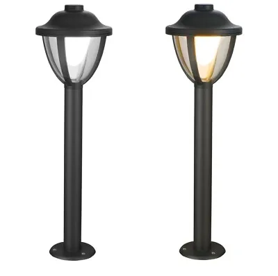 Modern BLACK LED Bollard Garden Lamp Post 12W Outdoor Stainless Steel Light  • £35.99