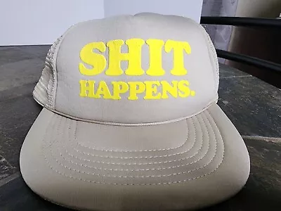 Vtg Sh*t $HIT HAPPENS Snapback Trucker Hat Mesh Cap Funny Novelty Comedy Gift • $8.87