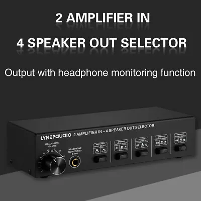 LYNEPAUAIO 4 Zone Amplifier / Speaker Switcher Box Stereo Audio Selector R0L3 • $59.77