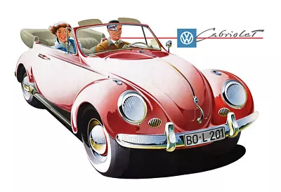 1961 VW Beetle Convertible Cabriolet Vintage Poster • $19.95